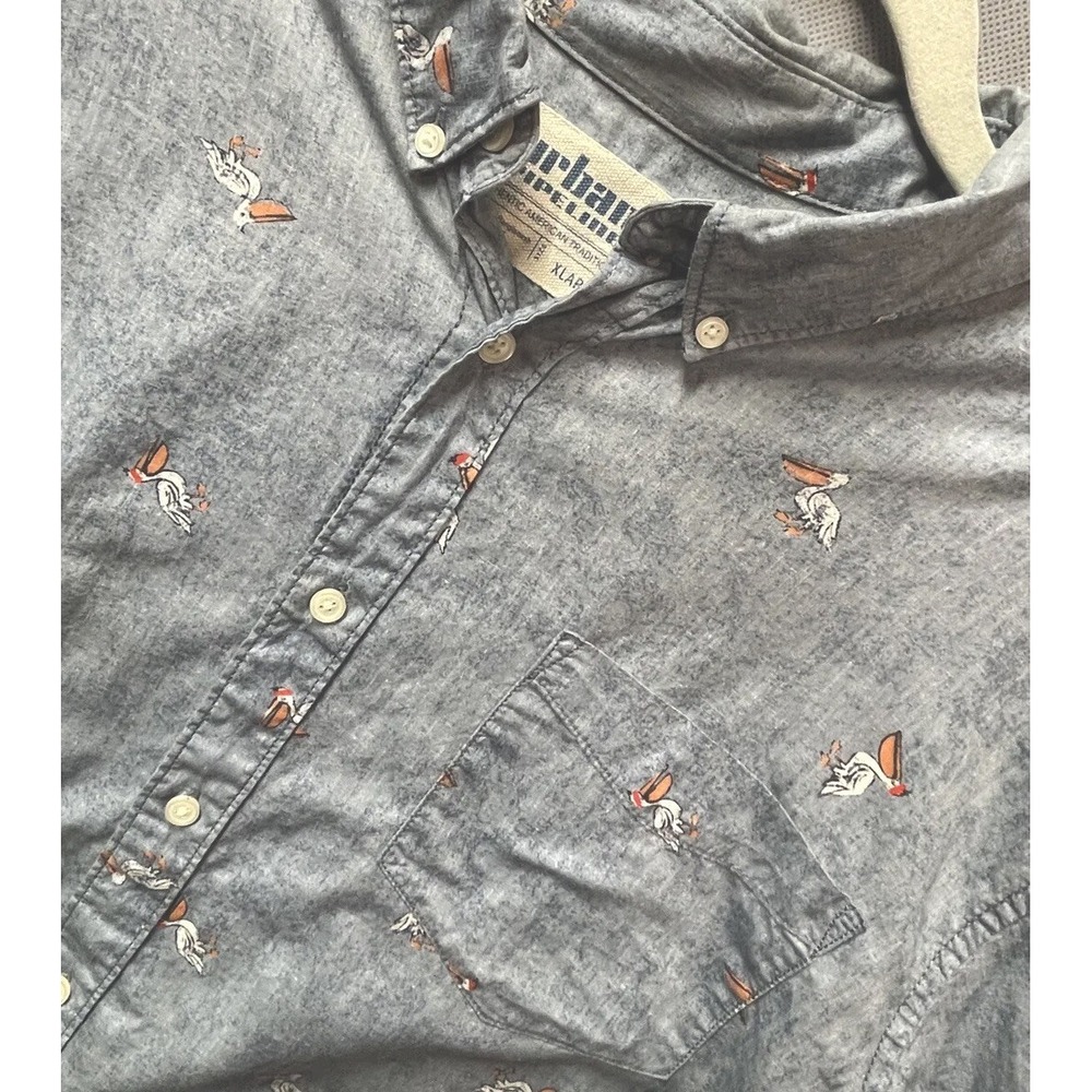 Urban Pipeline XL Men's Blue Pelican Print Short Sleeve Button Down Shirt